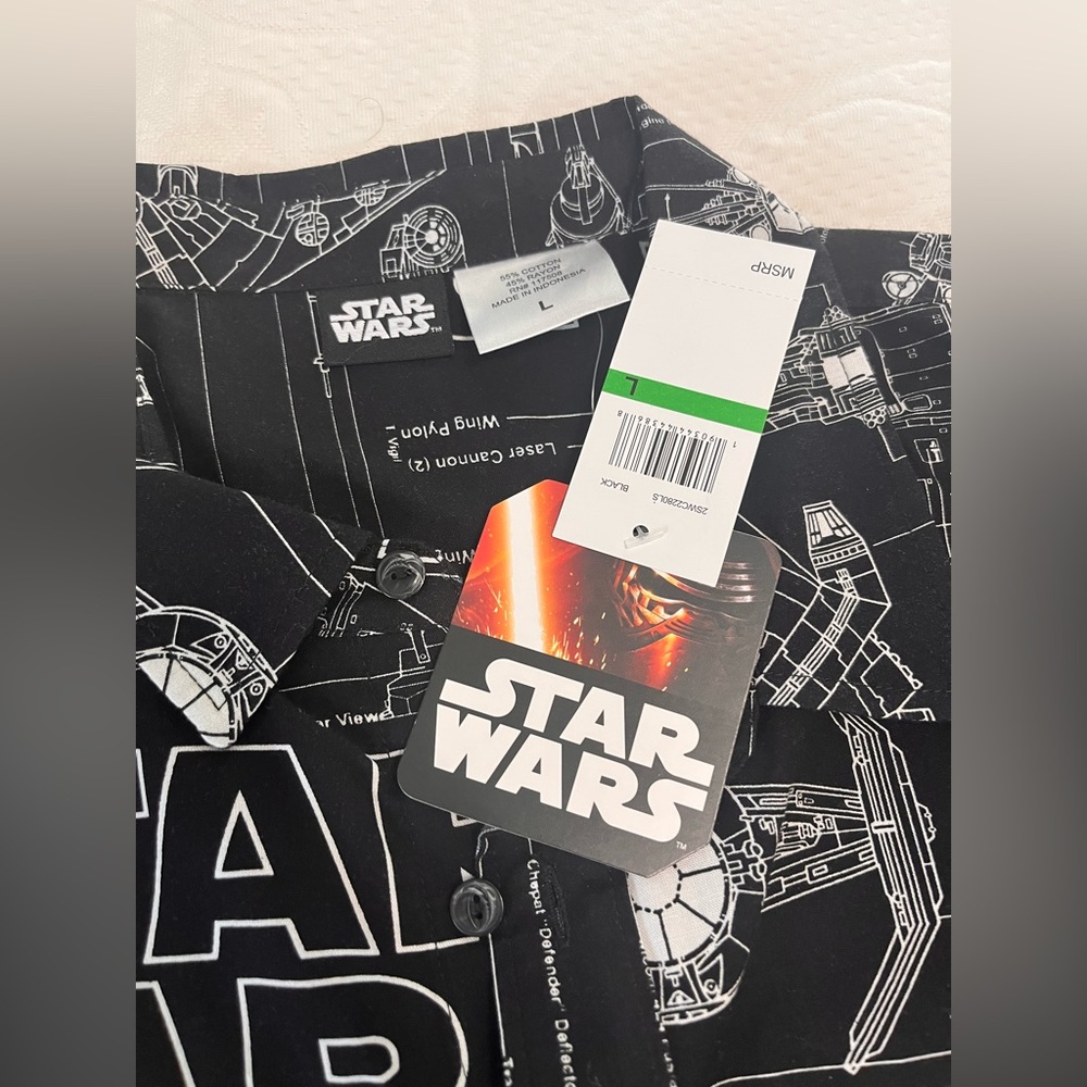 STARWARS Black ButtonDown Dress Shirt